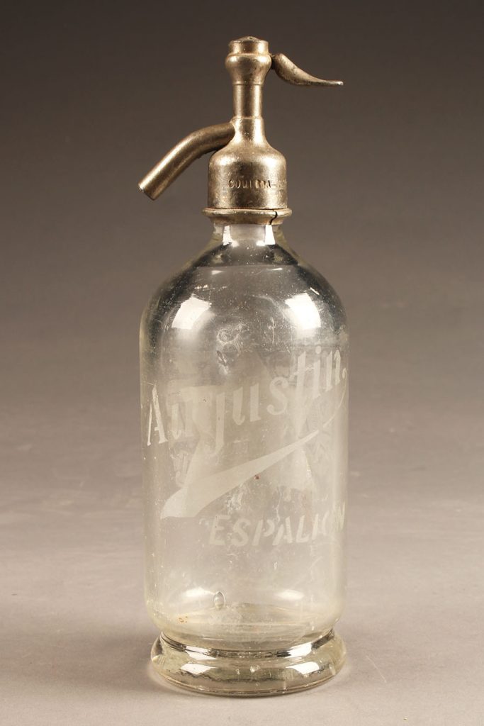 Antique French clear seltzer water bottle.