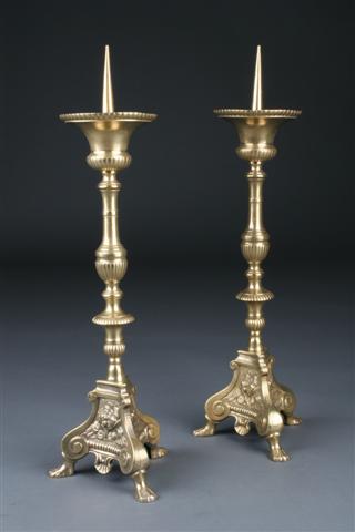 Pair Antique Candelabras, Two 2 Gothic Big Tall Ornate Candle Holders, Brass  Bronze Black Metal White Alabaster Marble, 1800s 19th C 