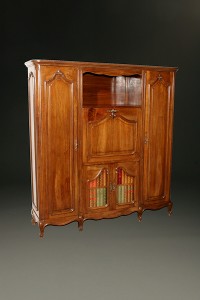 19th century French bookcase/secretary in walnut with faux books