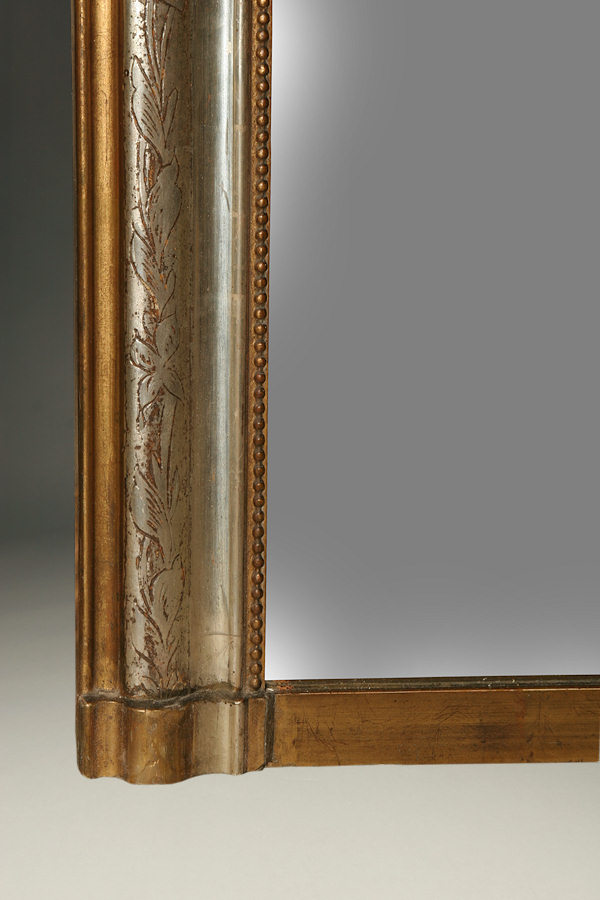 19th C. Louis Phillipe Mirror with Rare Silver Gilding