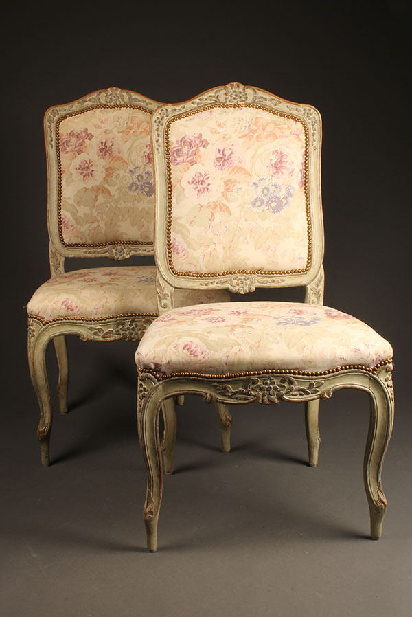 Antique Pair Of French Louis Xv Style Side Chairs