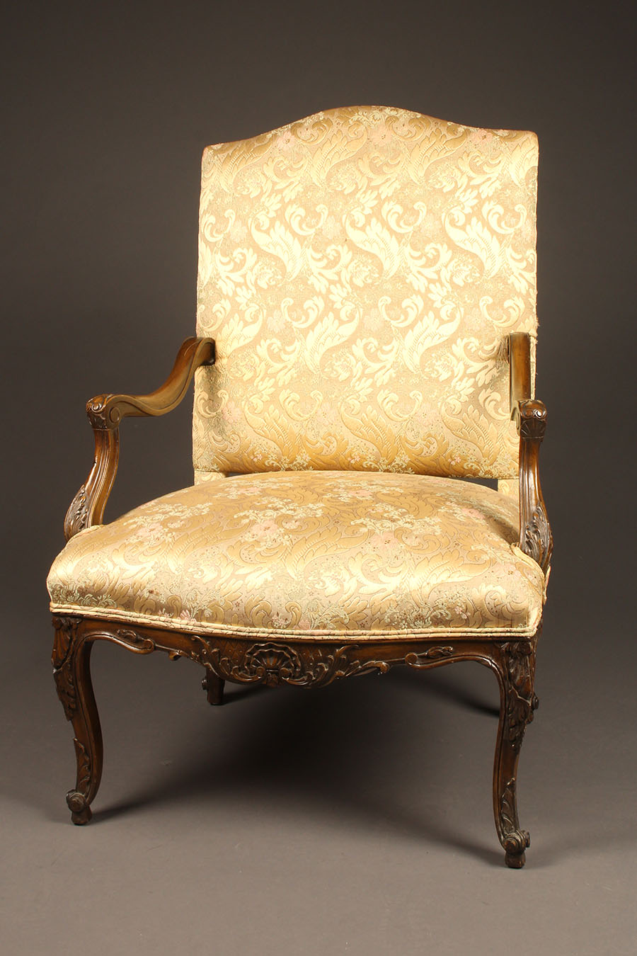 Antique French Louis Xv Styled Walnut Armchair