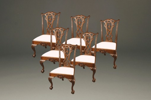 Late 19th Century Set of Six Antique Chippendale Style Side Chairs with Ball and Claw Feet A3572B Late 19th Century Set of Six Antique Chippendale Style Side Chairs with Ball and Claw Feet A3572B