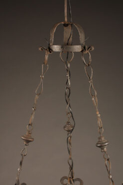 19th century French wrought iron chandelier with six arms