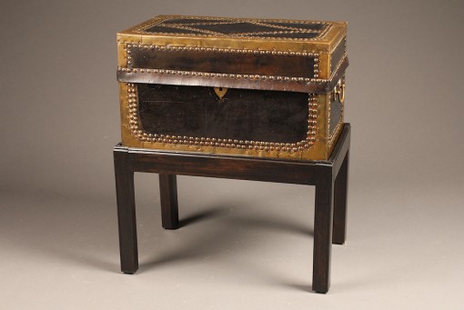 Custom leather covered campaign style chest A5218A1 Custom leather covered campaign style chest A5218A1