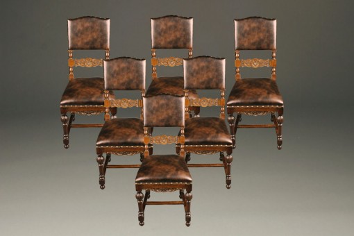 Set of 6 antique Italian walnut side chairs A5224A1 Set of 6 antique Italian walnut side chairs A5224A1