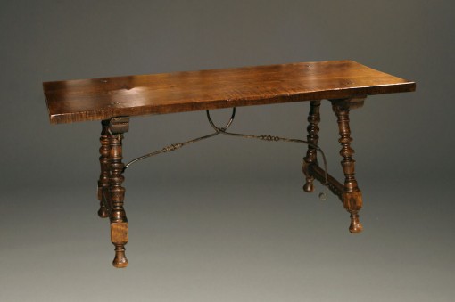 19th century Spanish antique table with iron stretcher A5272A1 19th century Spanish antique table with iron stretcher A5272A1
