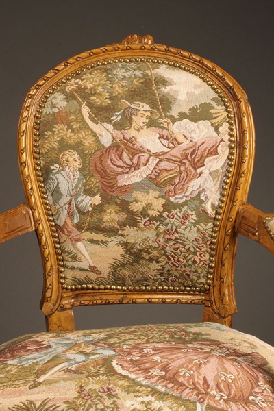 Pair of Louis XVI style arm chairs A5521E