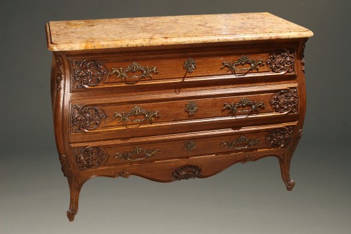19th century French Louis XV style oak commode with marble top and bronze hardware, circa 1880. A5596A 19th century French Louis XV style oak commode with marble top and bronze hardware, circa 1880. A5596A