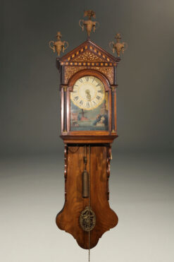 Late 18th century Dutch Frisian Staartklok with hand painted animated dial