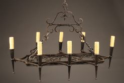 Late 19th century rectangular French 8 arm iron chandelier,