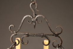 Late 19th century rectangular French 8 arm iron chandelier,
