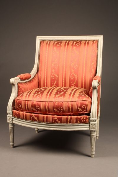 French Louis XVI styled painted bergère chair, circa 1920's