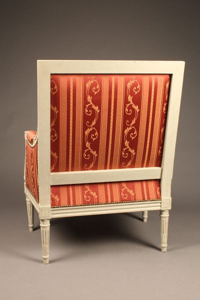 French Louis XVI styled painted bergère chair, circa 1920's