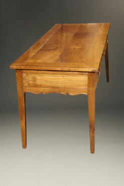 Alternative view of 19th century French country Louis XVI style desk in fruit wood.