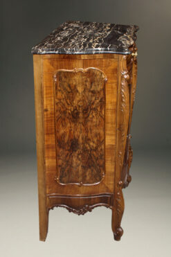 Italian burl walnut shoe commode with marble top